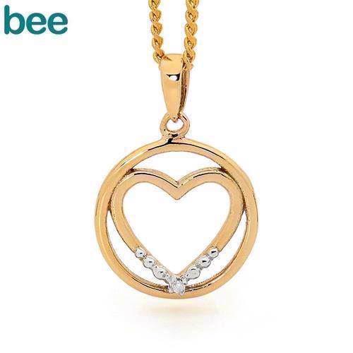 Image of 9 kt guld Heart in Circle collier blank fra Bee Jewelry